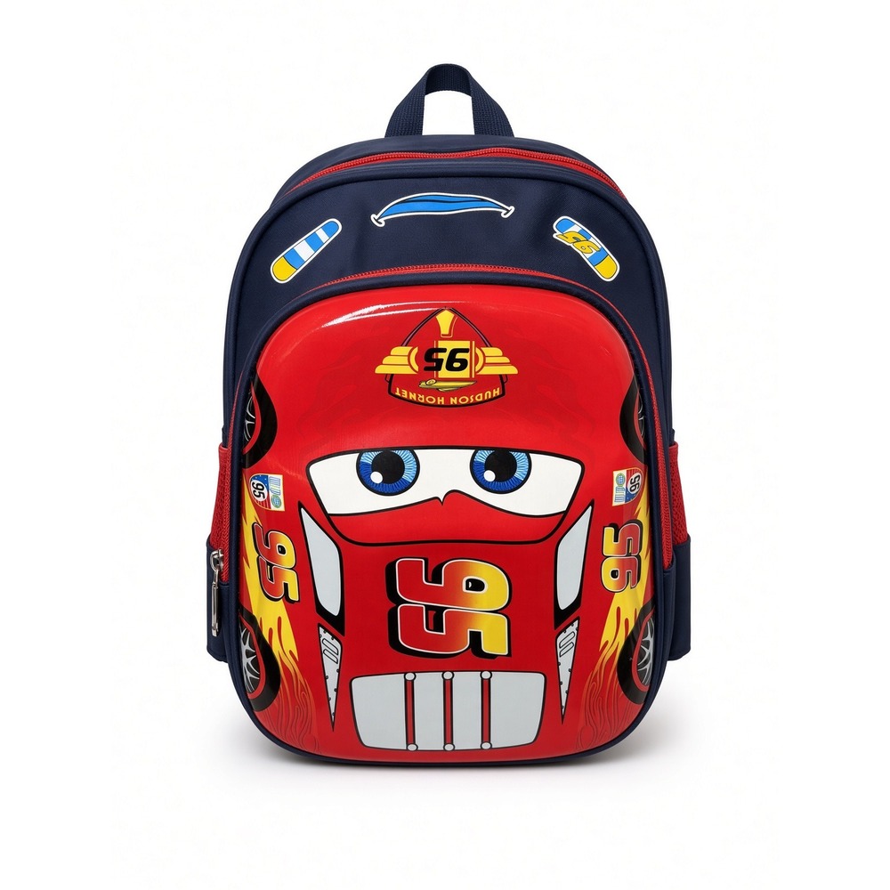 Disney Pixar Cars Lightning McQueen 12 Inch Backpack Navy Blue Red 95 3D Molded